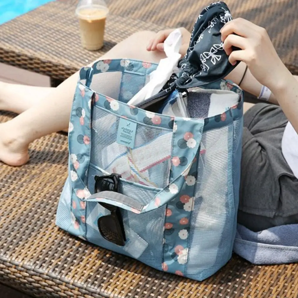 

Large Mesh Beach Storage Bag - Oversized Travel Bag Foldable Storage For Beach/Picnic, Shoulder Bag Outdoor Travel I8K8