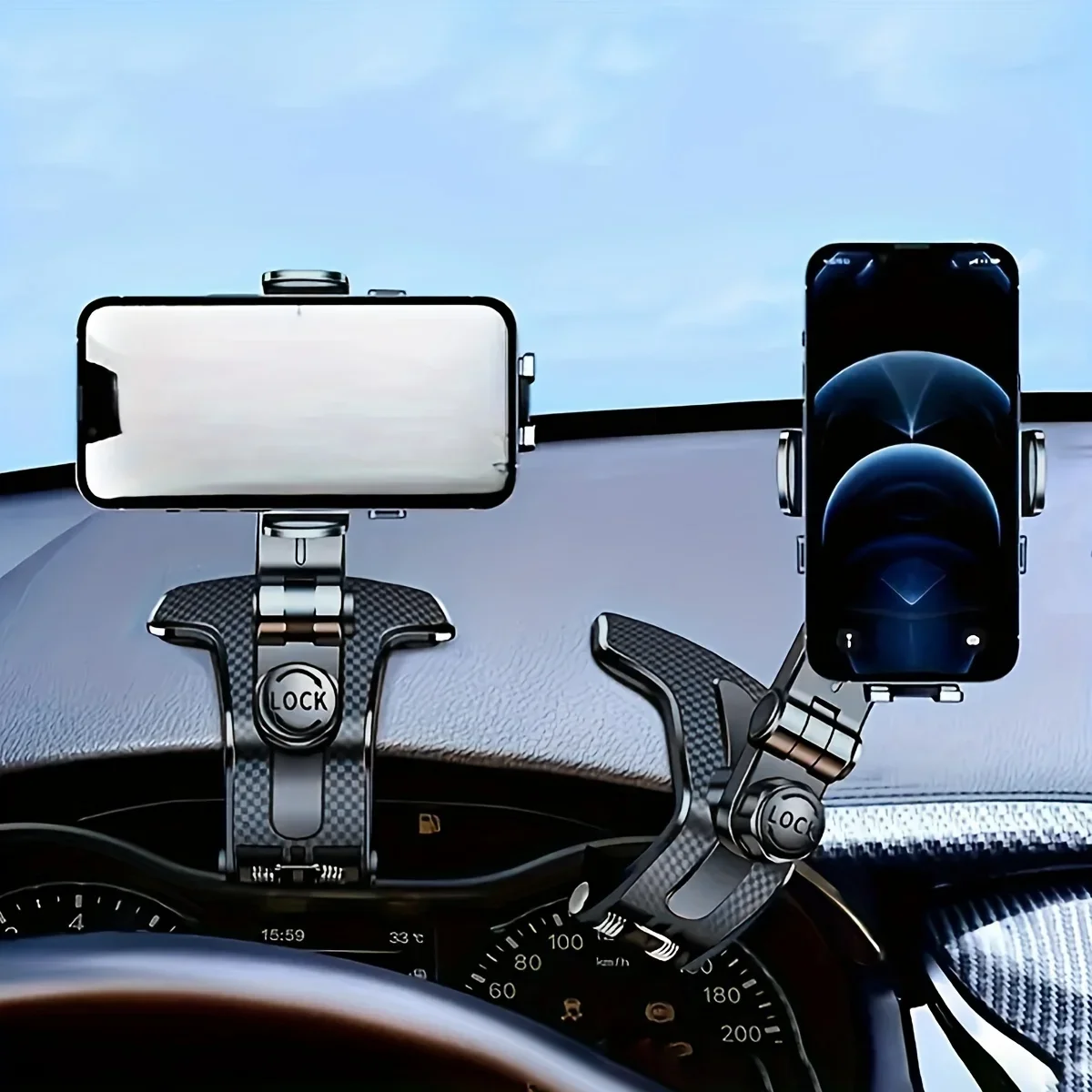 New Car Dashboard Phone Holder - Shock Resistant, 360° Rotation, Multifunctional Navigation Bracket, Carbon Fiber Texture