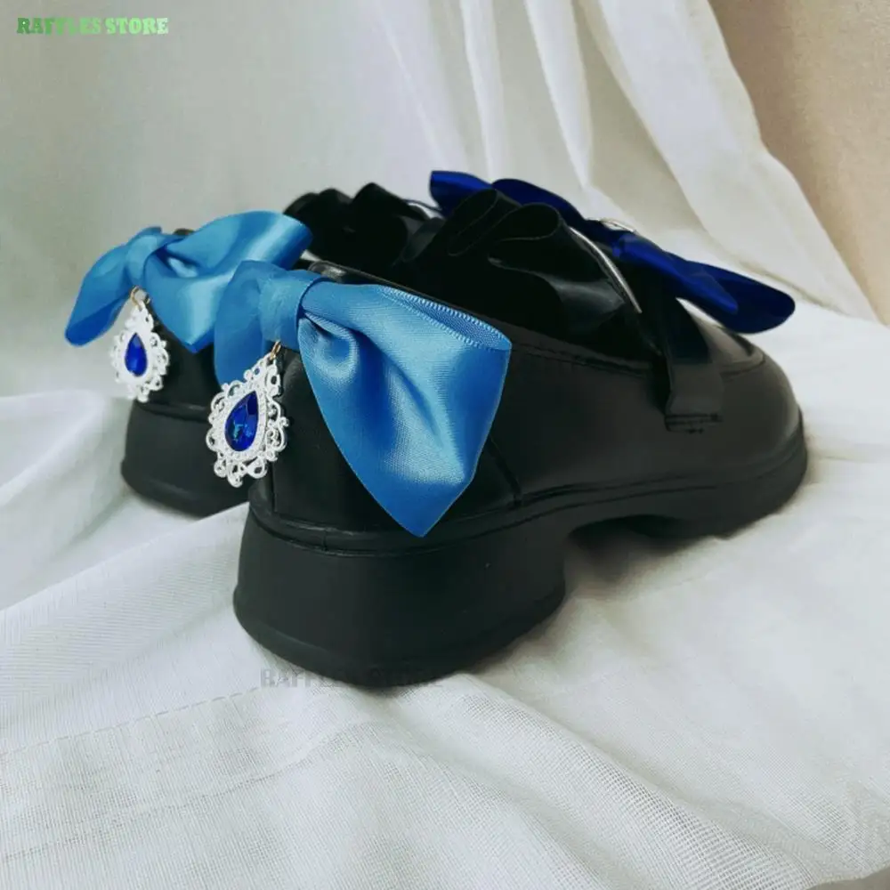 Furina Cosplay Sapatos para Mulheres, Game Genshin Sainte, Lolita Bow High Heels, Halloween Masquerade Party Accessories, Meias de Meia