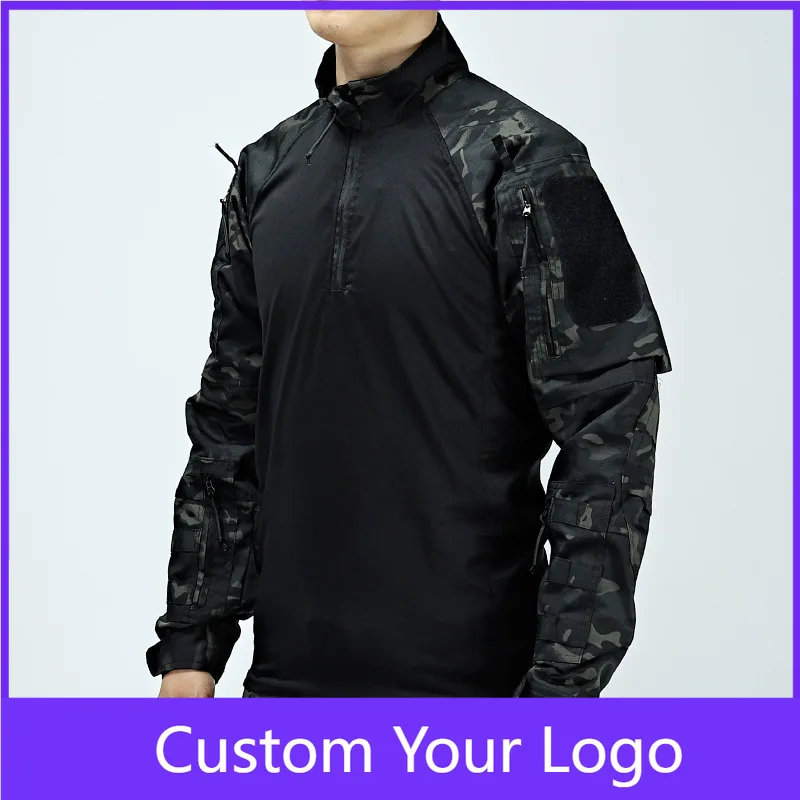 

Мужская тактическая рубашка с длинным рукавом, мужская военная футболка Rapid Assault Army Combat Rapid Assault Slim Fit с застежкой-молнией, охотничьи топы