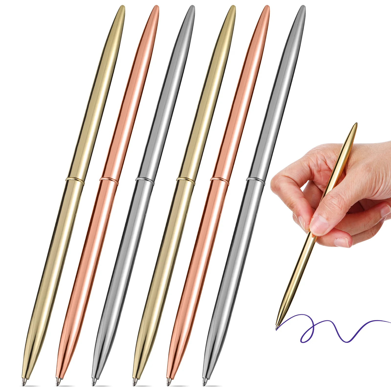 

6 Pcs Metal Ballpoint Pen Household Ergonomic Pens Portable Writing Adorable Daily Gift Cake