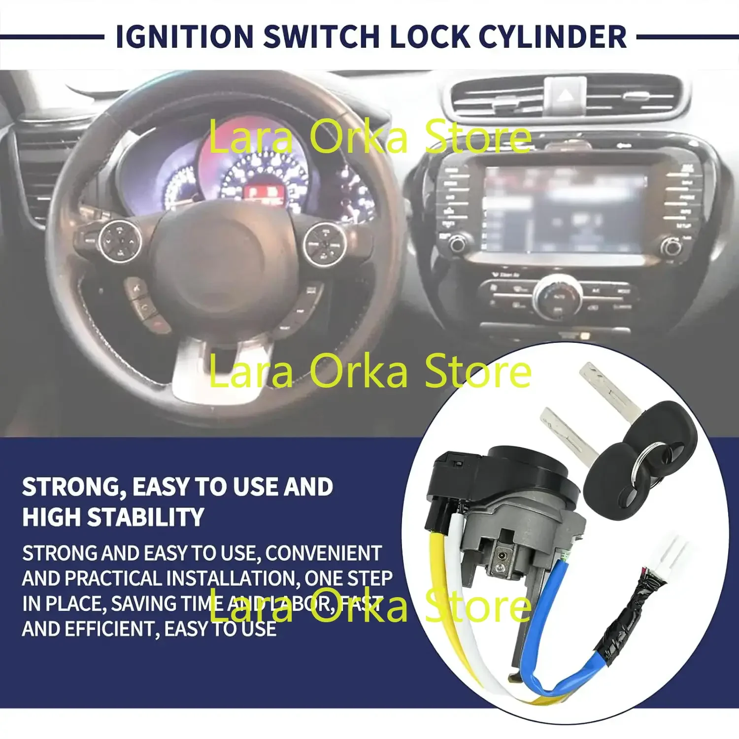 Cilindro di blocco interruttore di accensione illuminato con 2 tasti compatibile con Kia Soul 2014 2015 2016 2017 2018 2019 sostituire 81450-34190