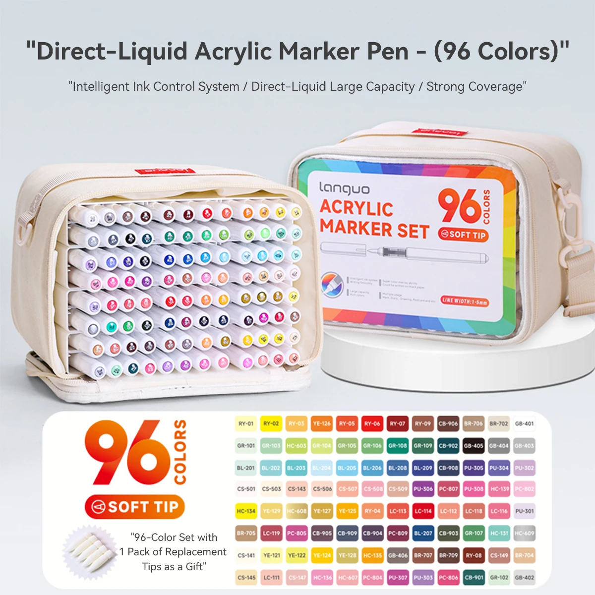 

LANGUO 96-240 Colors Acrylic Paint Pens Direct Liquid Colors Brush Marker Pen for Painting Stone DIY Art Supplies Stationery