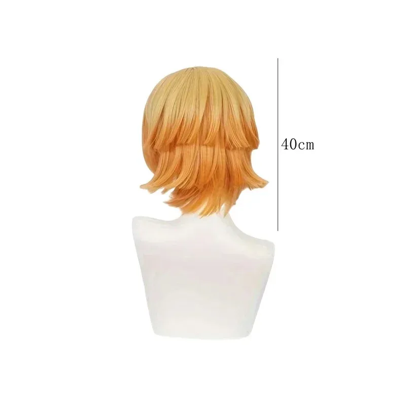 Parrucche Cosplay Anime Agatsuma Zenitsu Parrucca corta arancione sfumata gialla sintetica resistente al calore per festival di feste da uomo