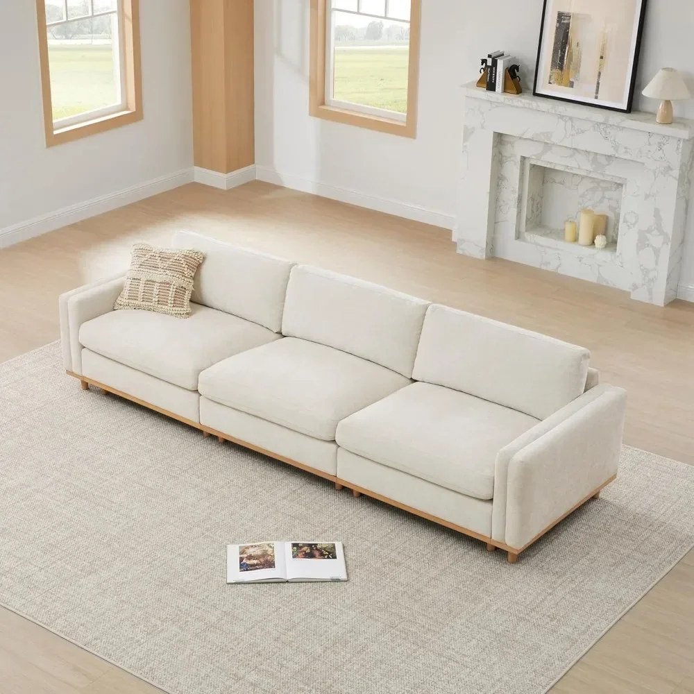 Super Large Luxury 3 Seat Sectional Modular Sofa, Down Filled Modern Sofas, 118 Inch Width, 3 Seat Couch, Sofa