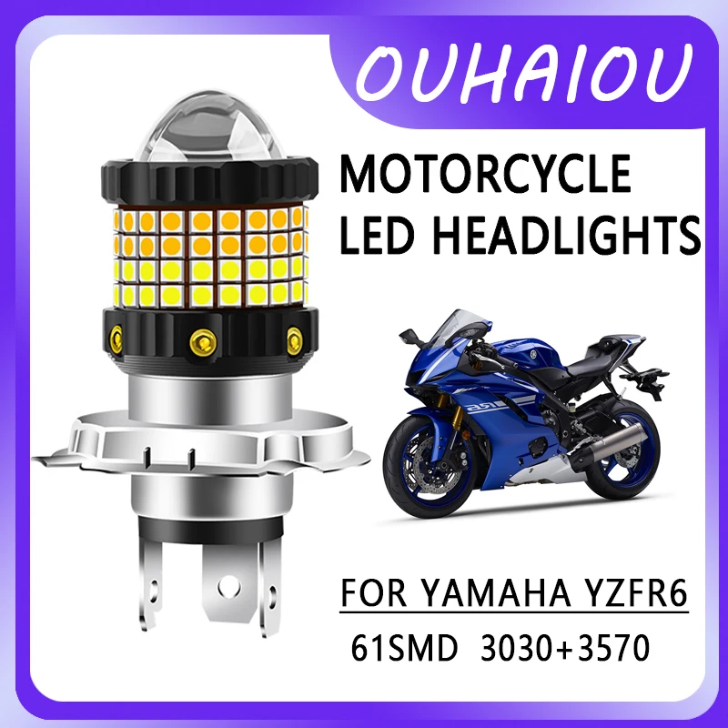 

FOR YAMAHA YZFR6 Motorcycle led headlight headlight H4 yellow white dual color motorcycle headlight 12-80v