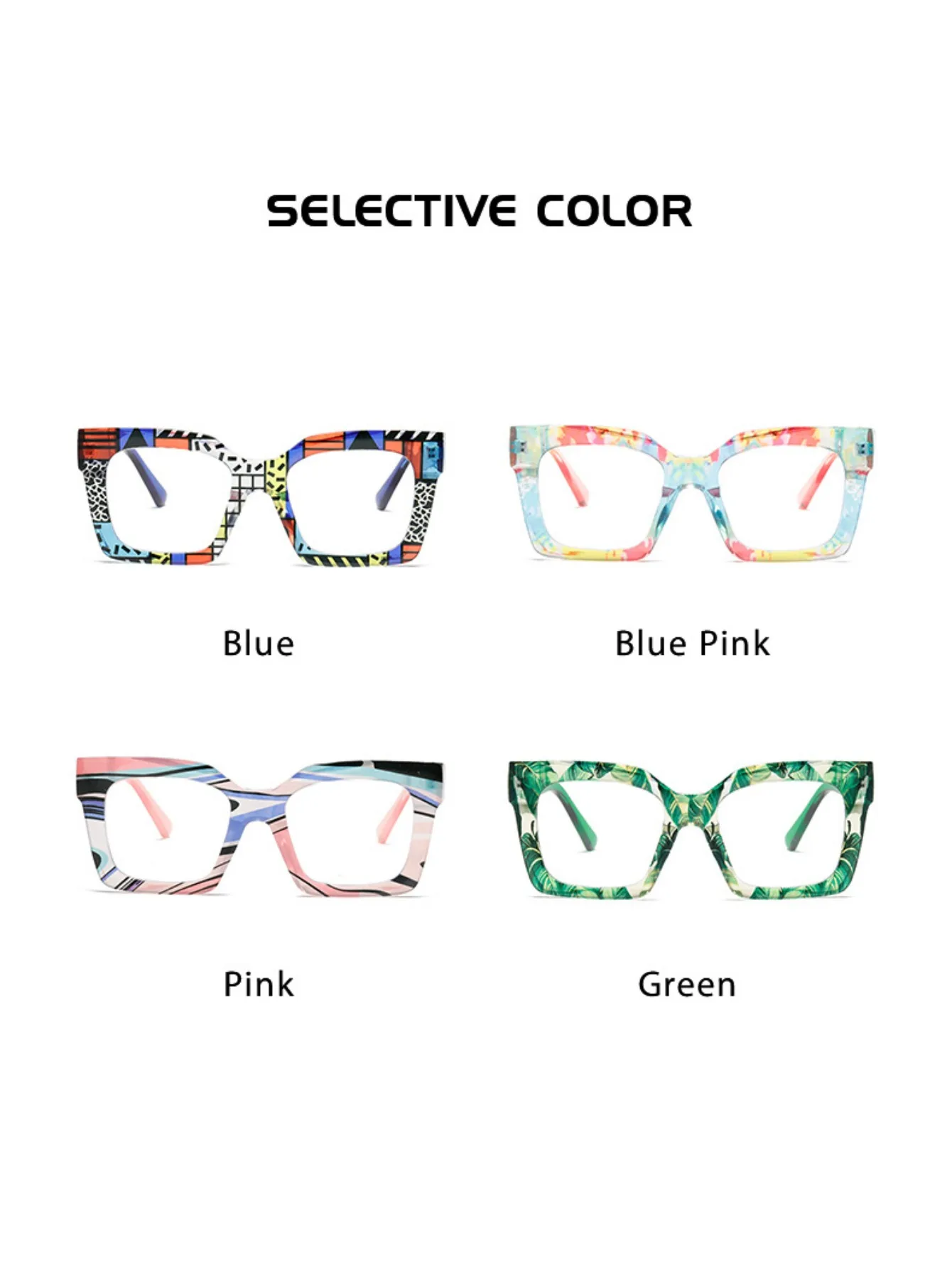 Modische, bunte Streifen-Übergröße-Brille, stilvolle Markendesign-Brille, personalisiertes quadratisches Dekor, schicker Rahmen für Damen – Detail 12