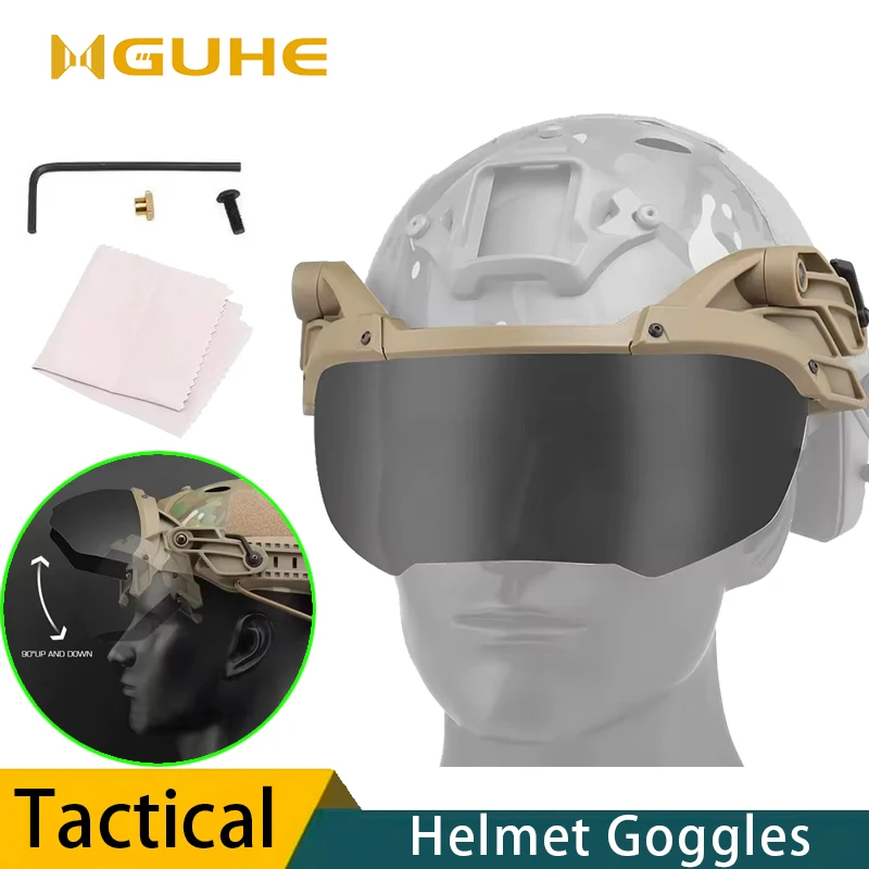 Hunting Tactical Glasses, Adjustable Tactical Helmet Flip Goggles, CS War Game Protective Goggles, Helmet Accessories