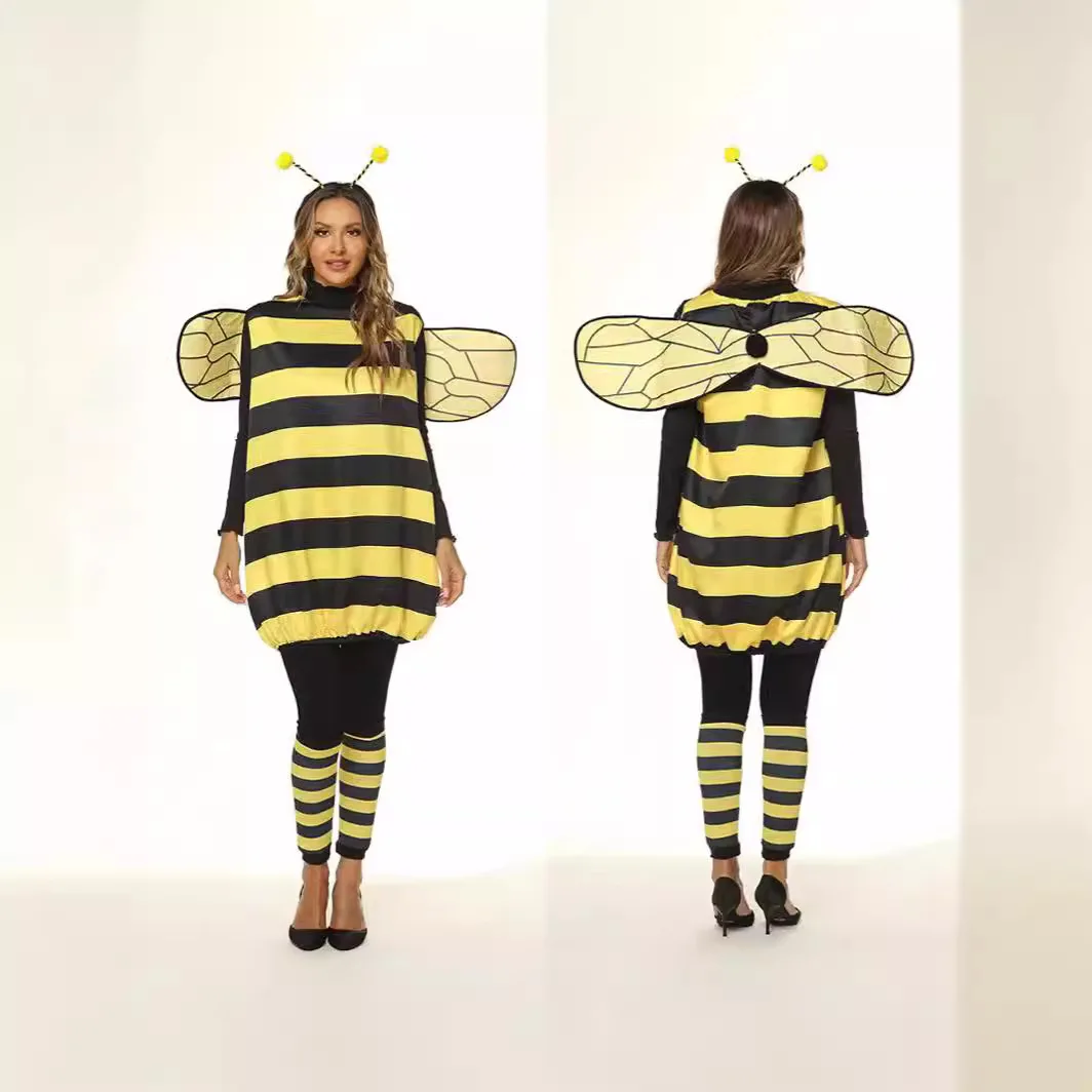 Halloween Insect Themed Bee Ladybug Cosplay Costume Soft Festival Dress Up Outfit for Adults Boys Girls Party