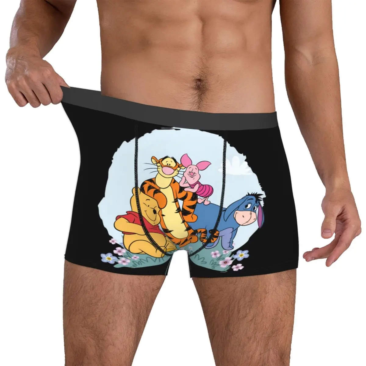 

Мужские трусы-боксеры с забавными принтами Винни-Пуха, Пиглета, Тигра, Ии-Йора, эластичные, в стиле аниме