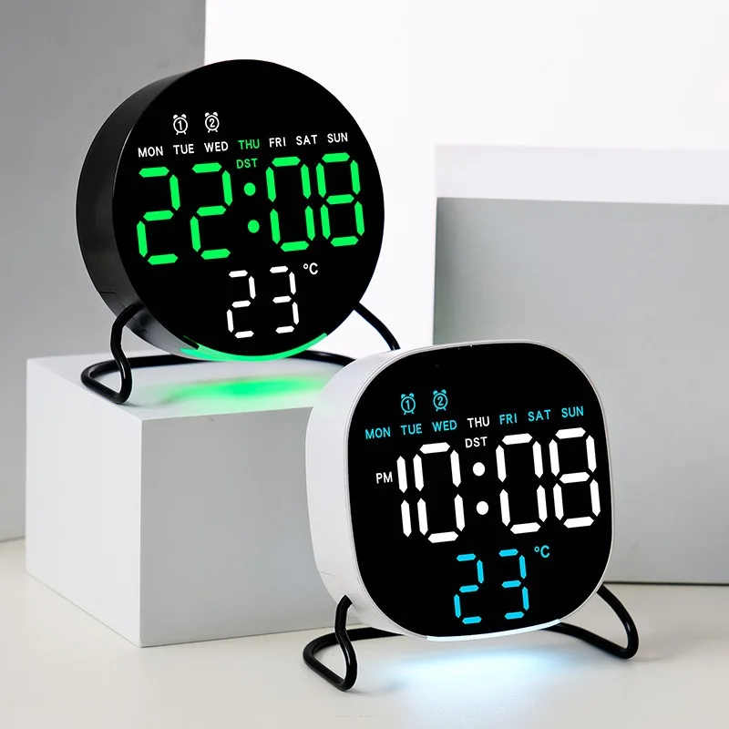 Creative Colorful Display Desktop Alarm Clock Multifunctional Night Light Temperature Countdown Decorative Clock Wake Up Watch