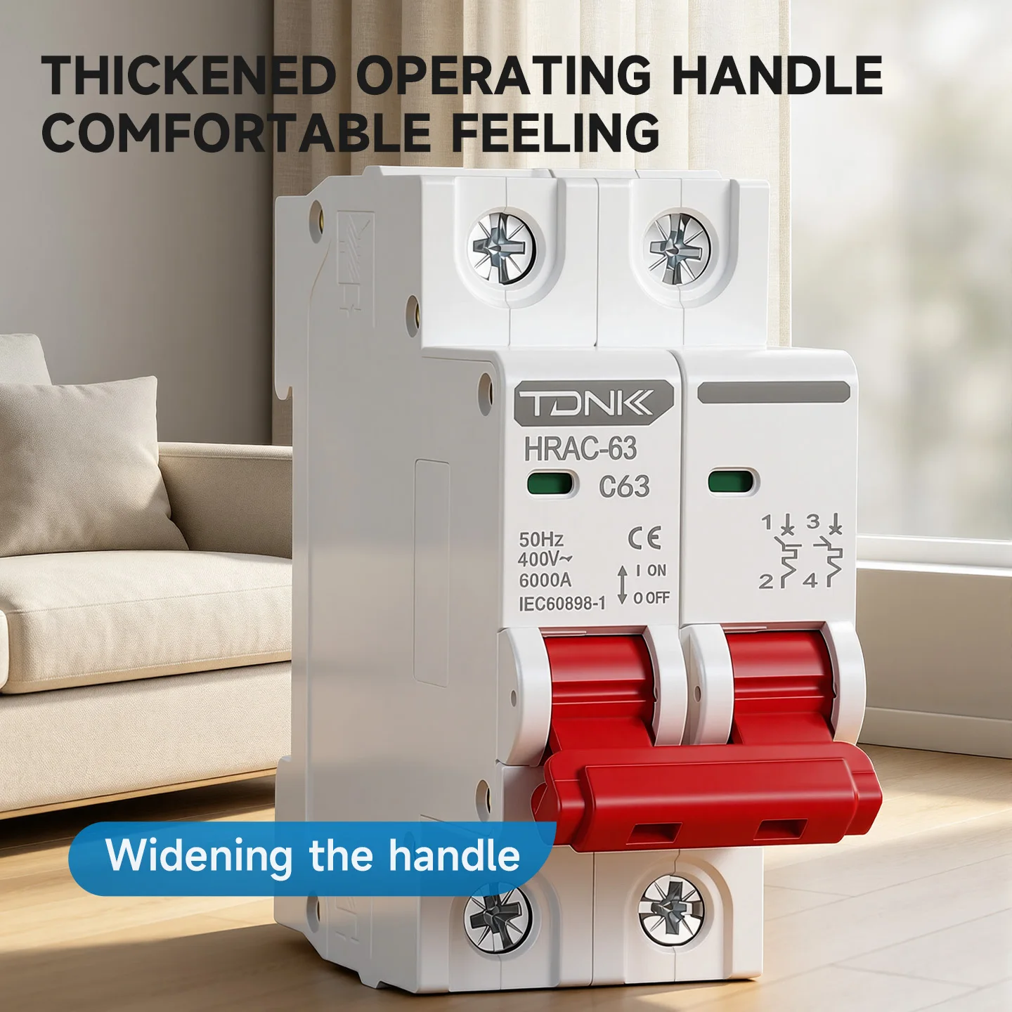 TDNK HRAC-63 AC Miniature Circuit Breaker 2P 6A-63A MCB Din Rail Mount Air Switch for Overload And Short Circuit Protection