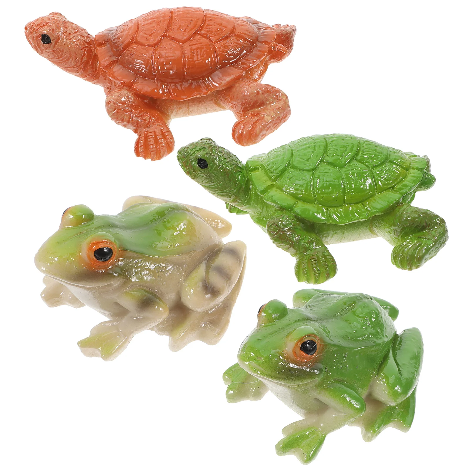 4 قطعة في الهواء الطلق الراتنج الضفدع السلاحف حديقة الحيوان الحلي تماثيل صغيرة للفناء ساحة المشهد الصغير الديكور الراتنج الضفدع تمثال #1