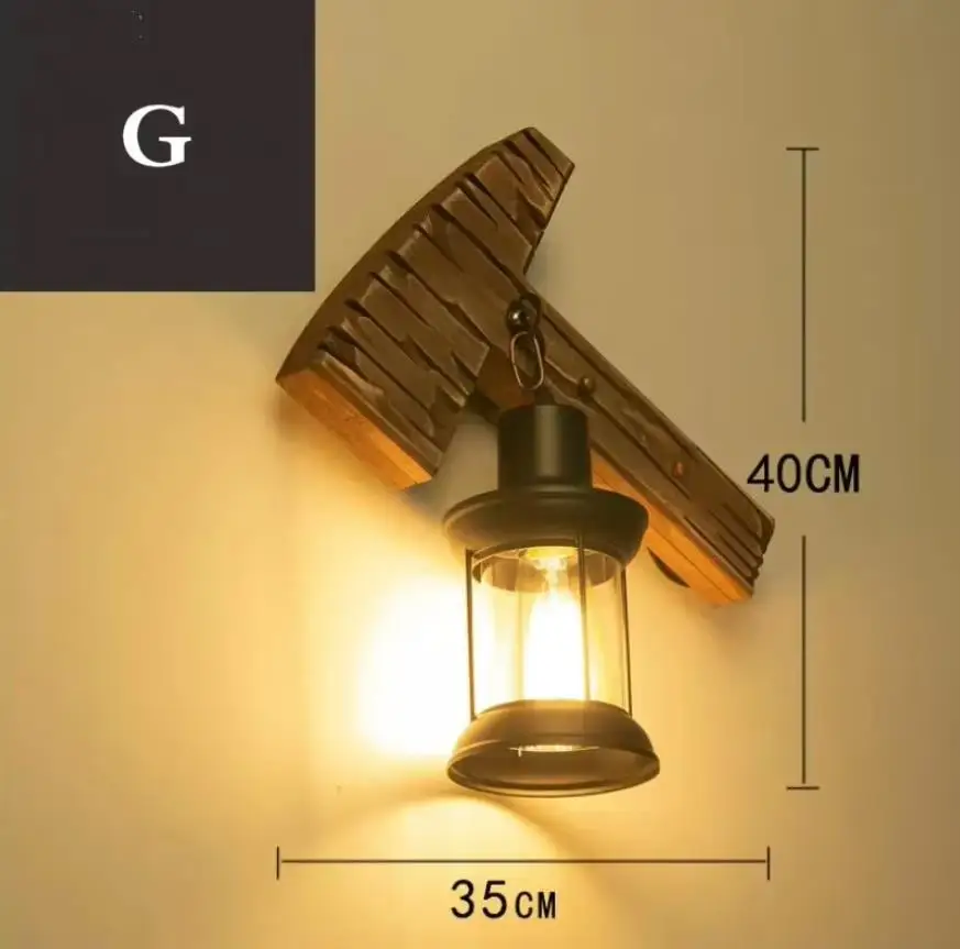 American Retro Industrial Wood Creative Bar Cafe Restaurant Wall Lamp Wall Lights for Home