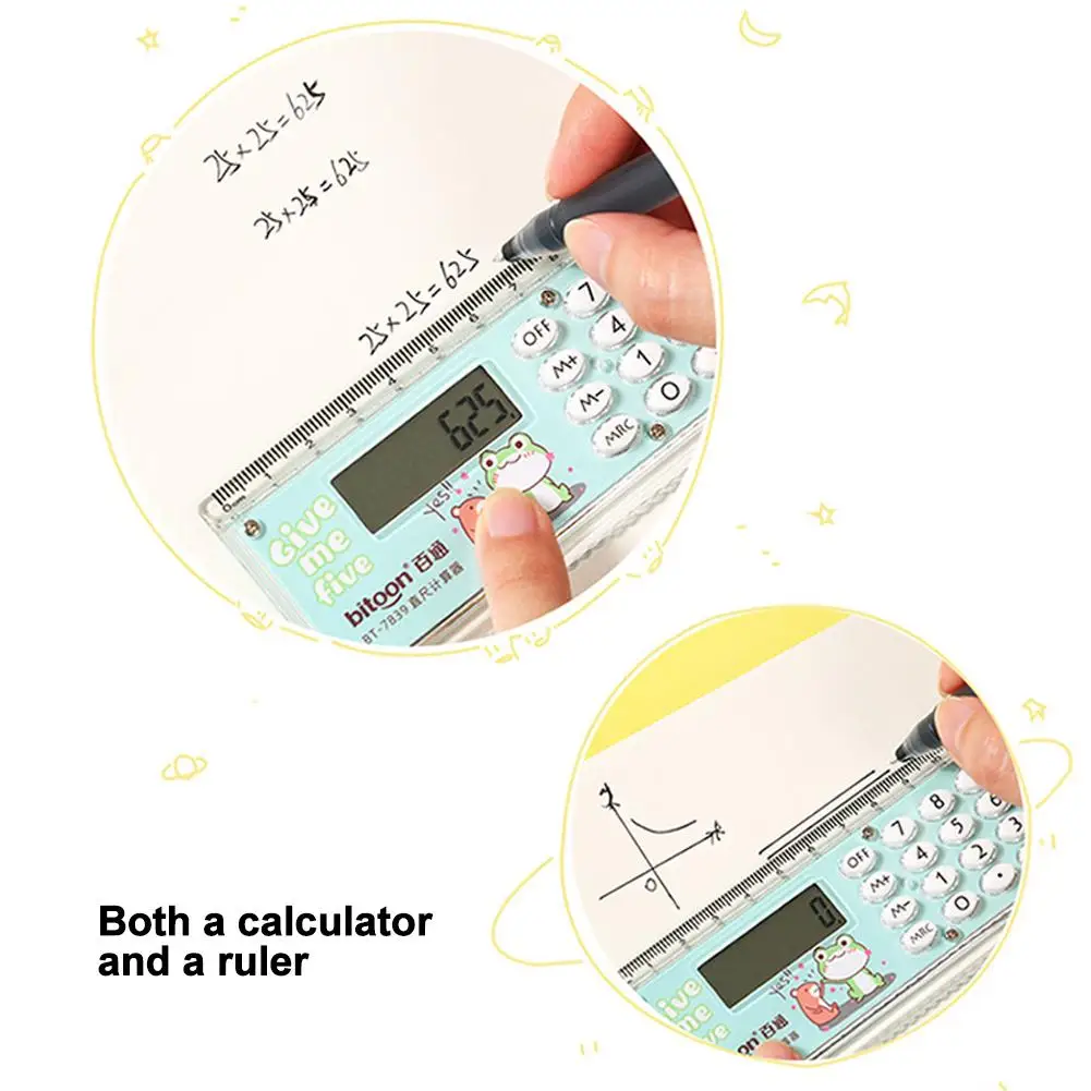 Cartoon Stationery Calculator Ruler Student Supplies Students Multifunction Ruler Ruler Mini Stationery 15cm With Calculato S3l2