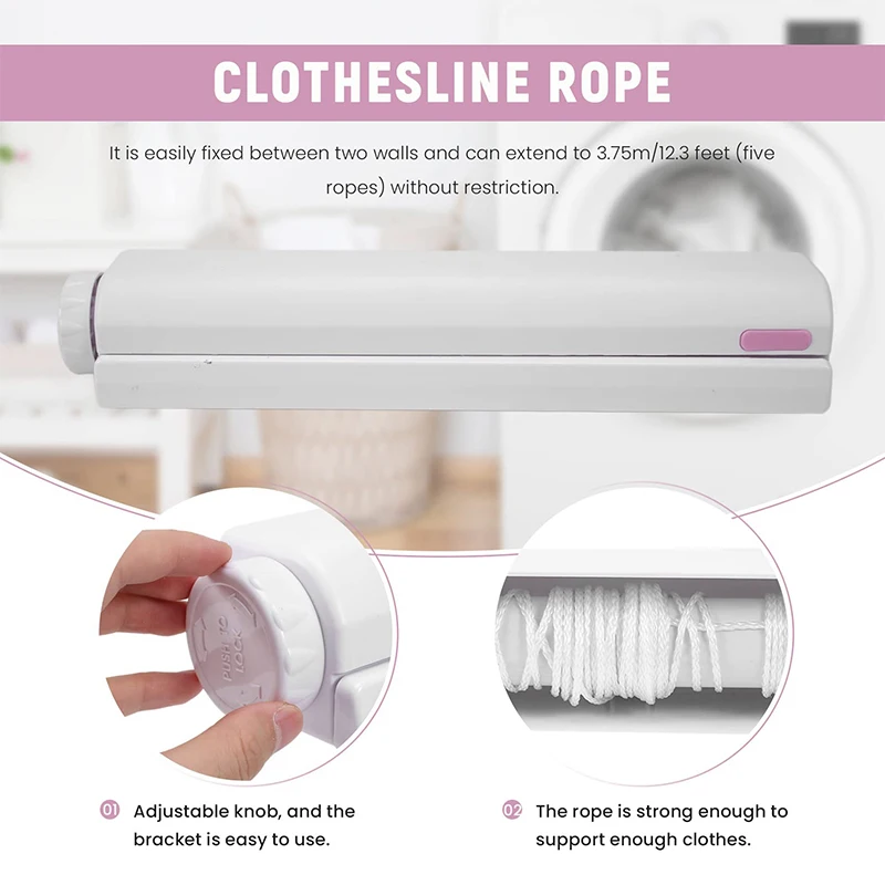 3.2m Automatic Telescopic Clothesline 4 Wires Wall Mounted Retractable Laundry Hanger Indoor Drying Rack Towel Hanger