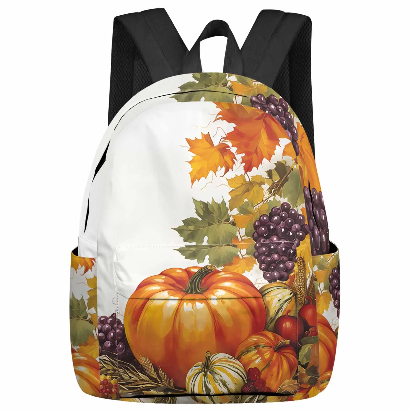 Autumn Pumpkin Maple Leaves Backpacks Teenagers Student School Bags Laptop Custom Backpack Men Women Travel