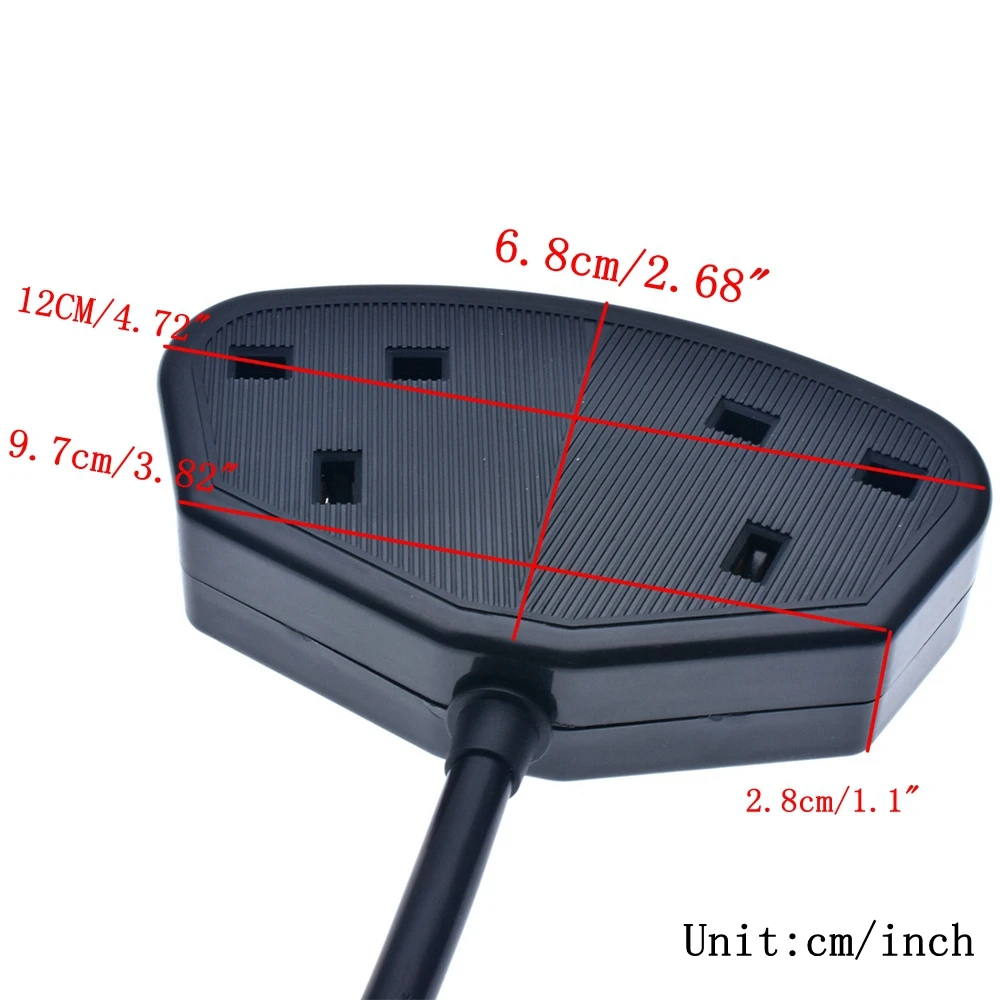 UK Power Extension Computer Cable IEC320 C14 Male Plug to 2 x Female Sockets AC Power Cord For PDU UPS,3G1.5 Square 60CM