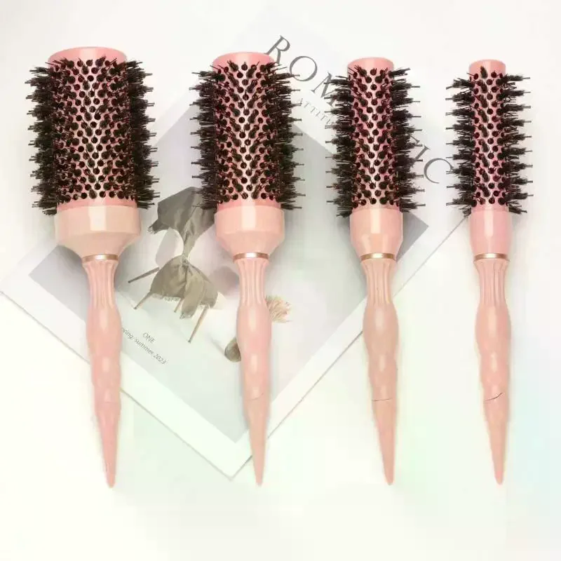 Gute Boar & Nylon Roller Brush - Non-Slip Handle, Curl Defining Barrel - Salon Home Styling