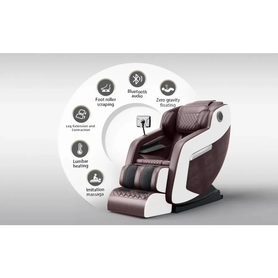 Full Body Zero Gravity Recliner Massage Chair with Bluetooth Hip Heating Foot Massage Air Massage System for Home Office Brown