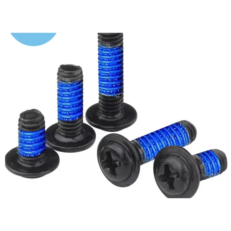 M2M2.5M3M4M5 black carbon steel phillips flat head washer screw anti-loose paint treatment spot blue glue screw1170