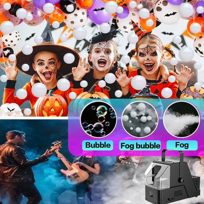3-in-1 안개 거품 기계, 무선 리모컨이 있는 연기 거품 기계, 자동으로 안개 거품, 거품, 연기를 만듭니다.