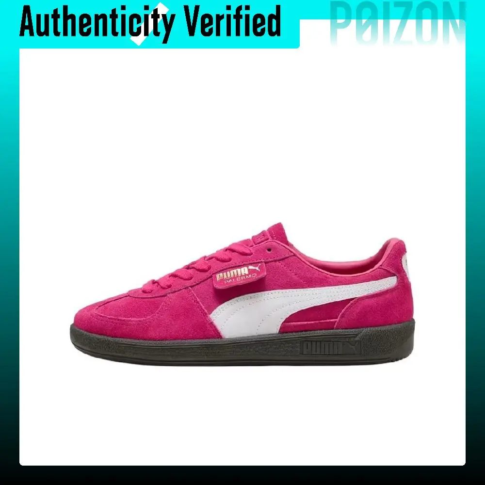 PUMA Palermo Abrasion Resistant Low top German Army Trainers Unisex Pink White 396463-45