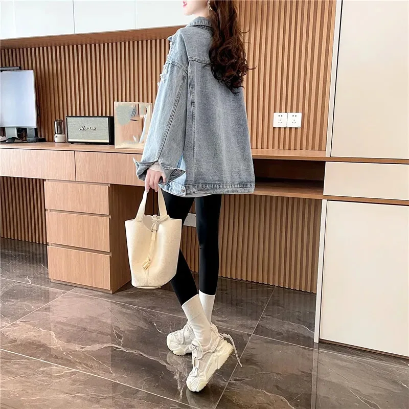 ربيع الخريف الإناث الترفيه طويلة الأكمام الجينز overwear الكورية المرأة موضة كاوبوي معطف تصميم تحسس السيدات الدنيم القمم سترة #6