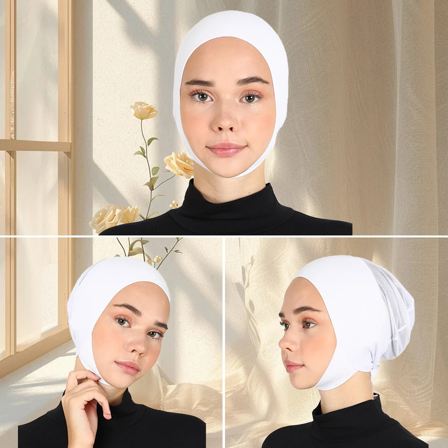 

1PCS Thin Inner Hijab Women Plain Instant Turban Threaded Texture Fabric Lightweight Breathable Comfortable Women Headscarf