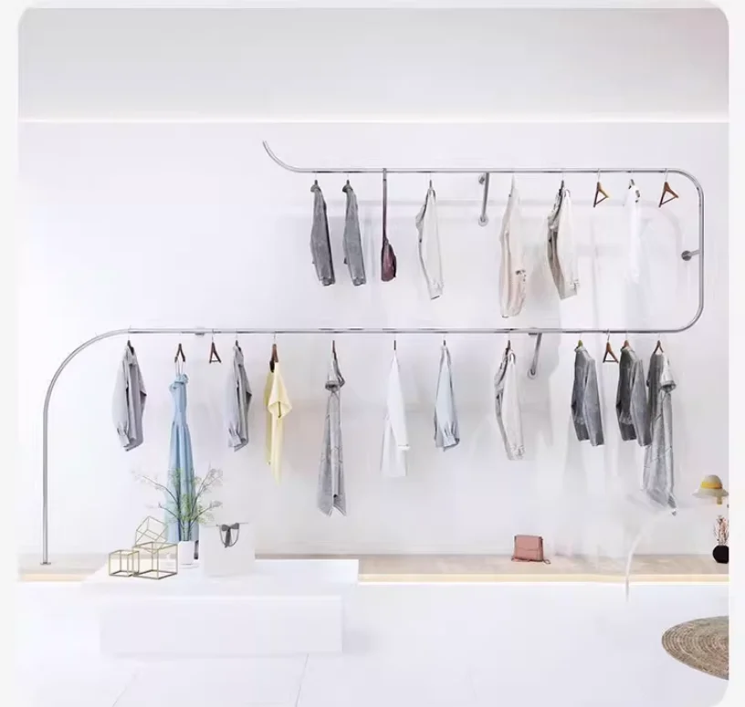 

Iron Artwork With Painted FinishClothing Store Display Rack Wall Wall Hanging Side Hanging Women's Clothing Children's Clothing