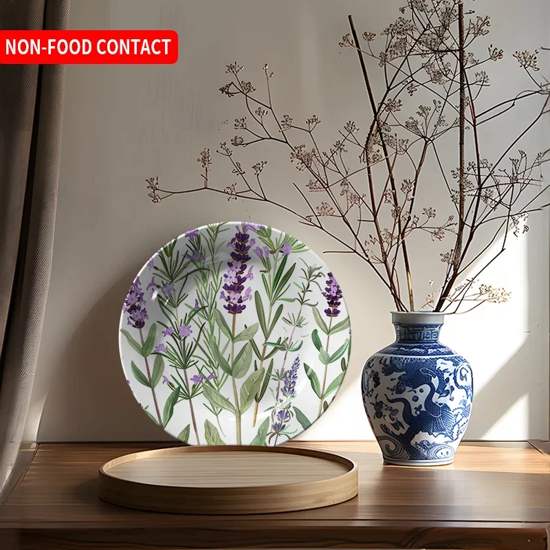 1pc Hand-Painted Floral Ceramic Decorative Plate - Round Non-Food Contact Art Plate Suitable for Home Dining Table, Living Room