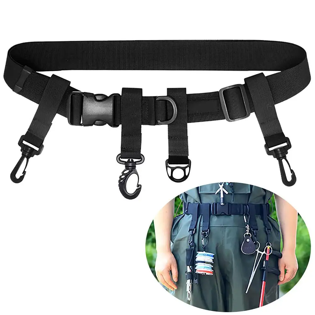 Adjustable Fishing Wader Belt With Hooks Outdoor Fly Fishing Surfing Kayak Accessories Fits 31