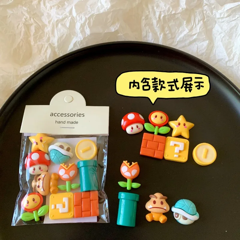 Super Mario three-dimensional decorative car sticker water cup diy resin accessories cream glue hairpin mobile phone case props