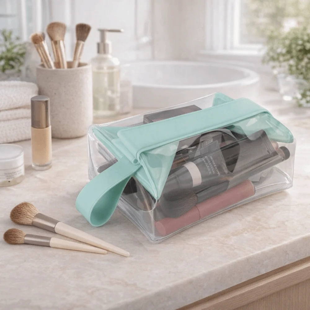 

Прозрачные косметички с магнитной застежкой, большая вместимость, герметичные, из ПВХ, прозрачный дизайн, косметический мешочек