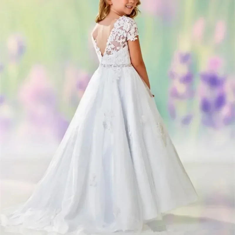 

Flower Girl Dresses Exquisite Lace O-Neck Floor-Length A-LINE Princess Pageant Girl Wedding Birthday Party First Communion