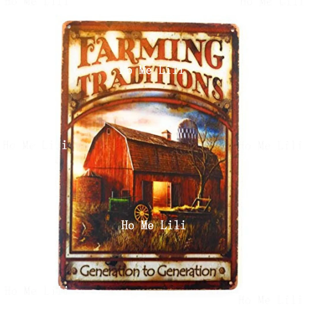 Agricultural Tradition Generation Farmhouse Barn Man Retro Country Style Straw House Metal Plaque