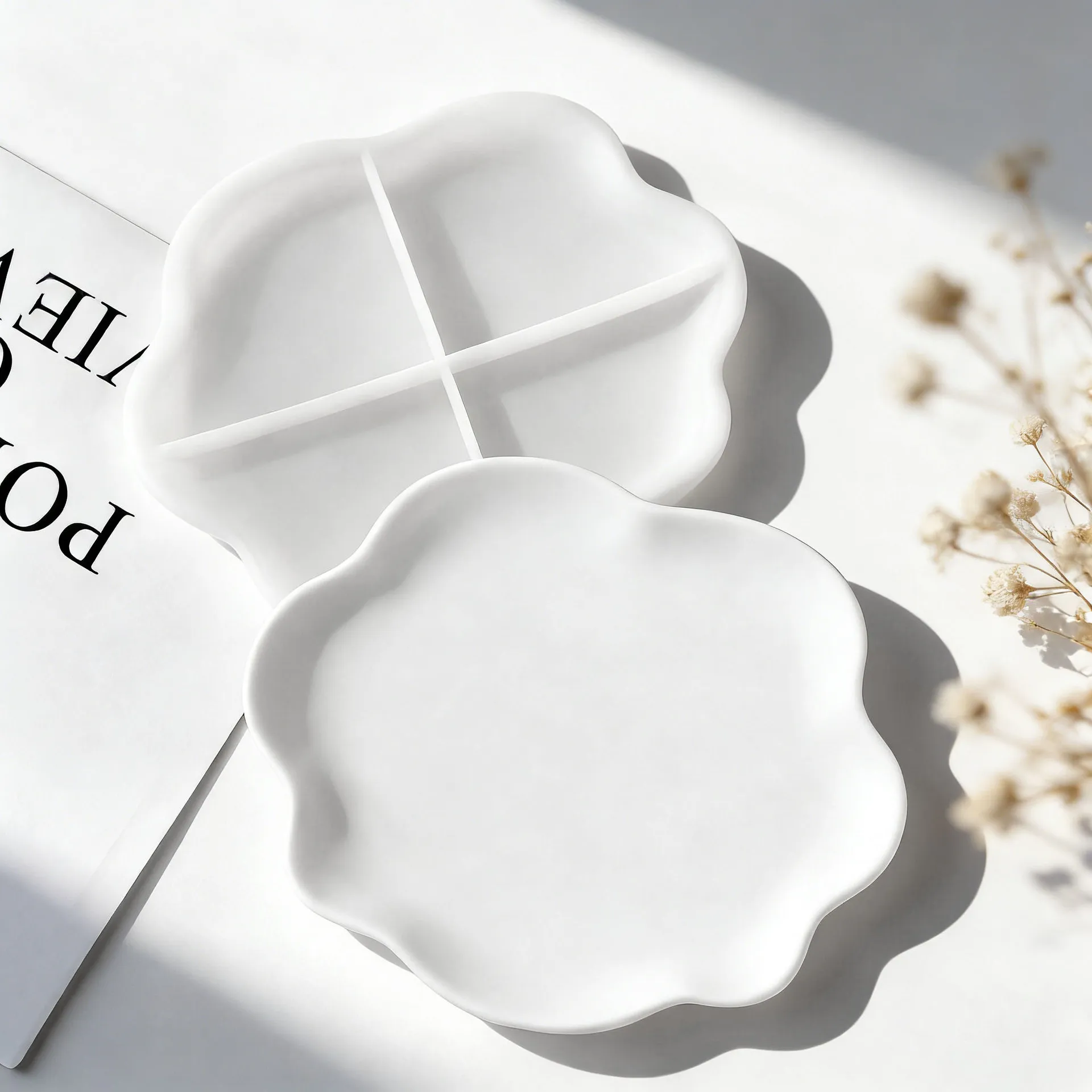 DIY Geometric Wave Plaster Coaster Silicone Mold Handmade Epoxy Resin Gypsum Form Irregular Storage Tray Mould view 4