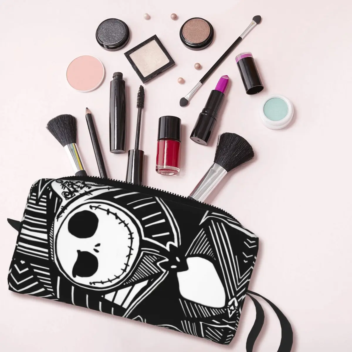 Custom Kawaii Nightmare Before Christmas Travel Toiletry Bag Women Skellington Halloween Skull Makeup Beauty Storage Dopp Kit