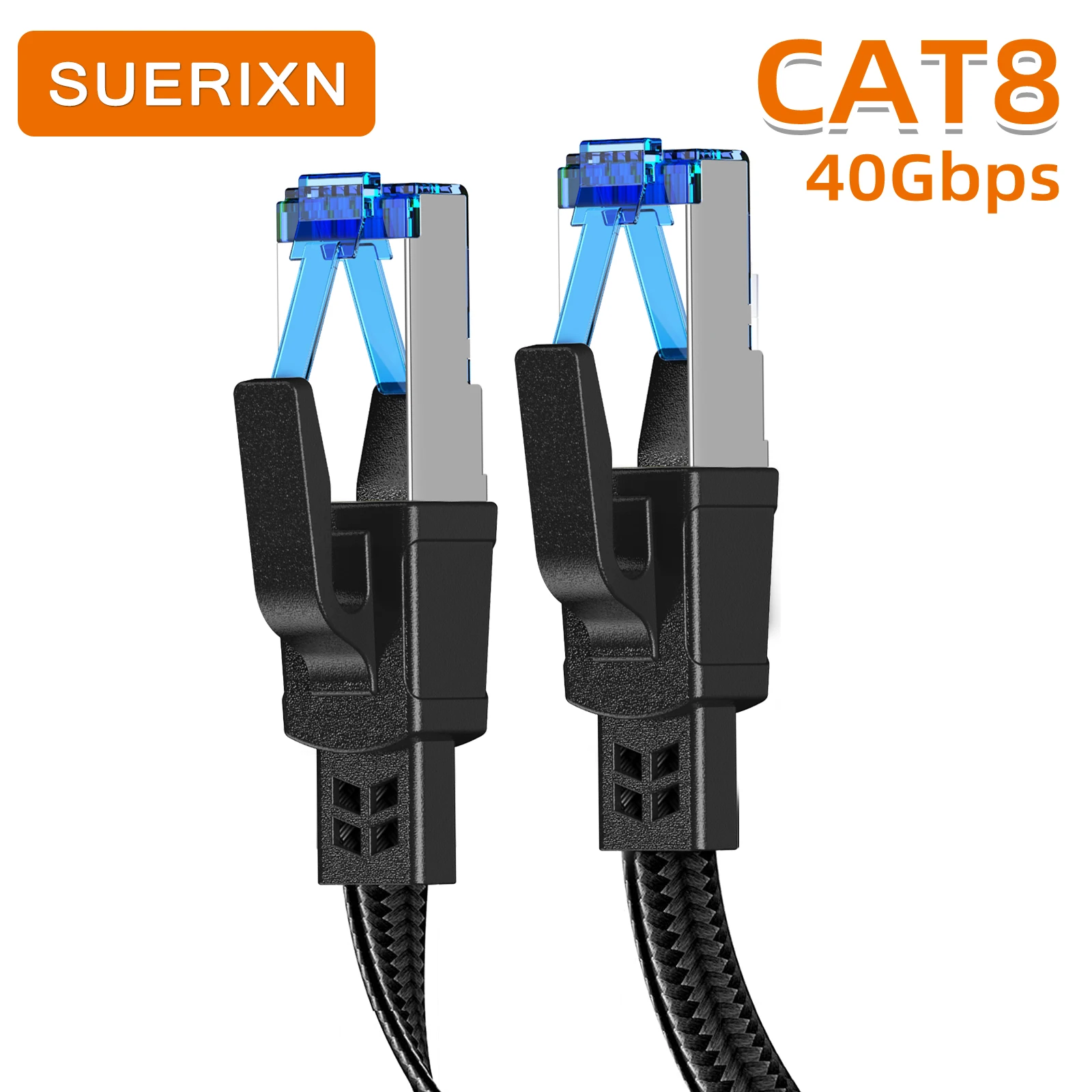 RJ45 Ethernet Cable Cat8 Network Lan Cord 40Gbps 2000MHz for PS5 Router Laptop Modem Laptop Nylon Braided Internet Cable Cat 8