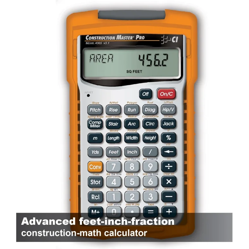 4065 Construction Master Pro Advanced Construction Math Feet-inch-Fraction Calculator for Contractors, Estimators, Builders, Fra