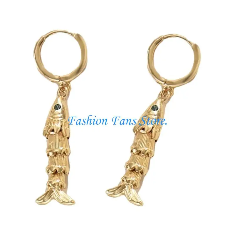 

C71D Allergy Resistant Fish Dangle Earrings Offering Comfort and for Women