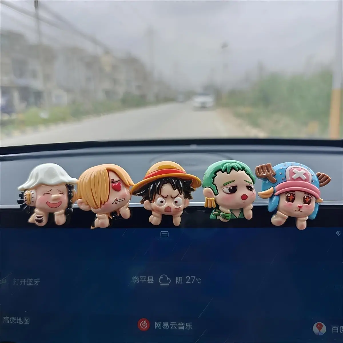 Cartoon One Piece Luffy Car Dashboard DIY Ornament Decoration Car Sticker Resin Mini Accessory Fun Gift for Friends