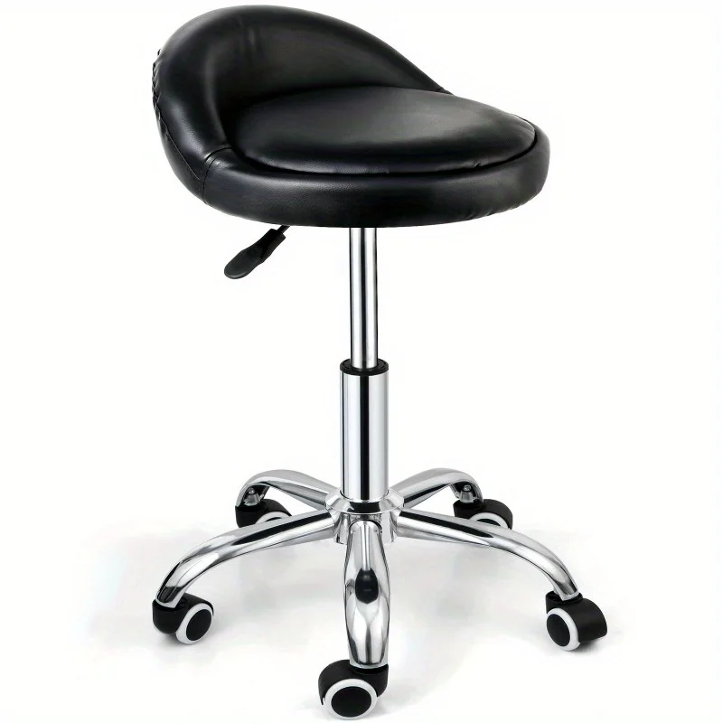 Adjustable Height Hydraulic Rolling Swivel Salon Stool Chair with Backrest Black