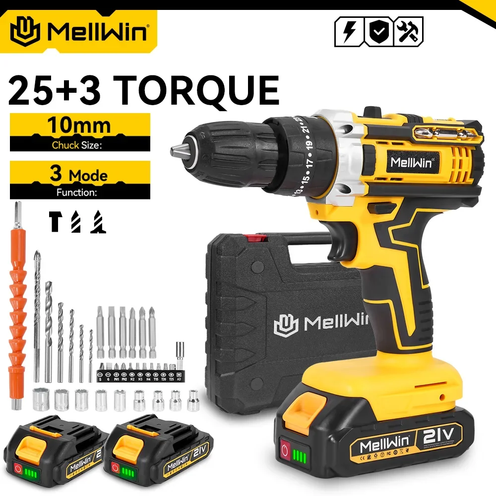 MELLWIN 25 + 3 Koppel Draadloze Elektrische Klopboormachine Set Multifunctionele Elektrische Schroevendraaier Tool Sets Voor Makita 18V Batterij pin - afbeelding 2