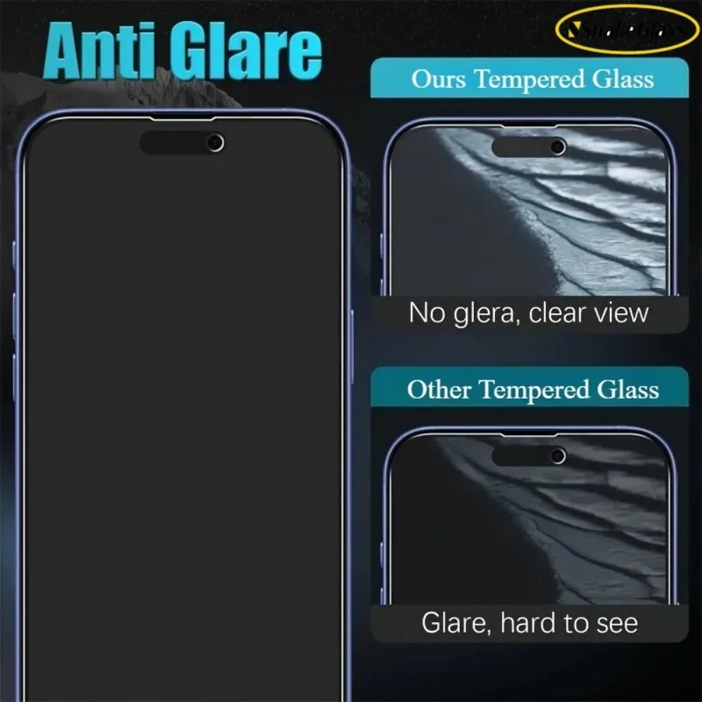 5Pcs Full Cover Matte Tempered Glass for IPhone 17 Pro Max 16 15 14 Plus 16E 11 12Mini 13 XS XR Anti-Fingerprint Protective Film view 4