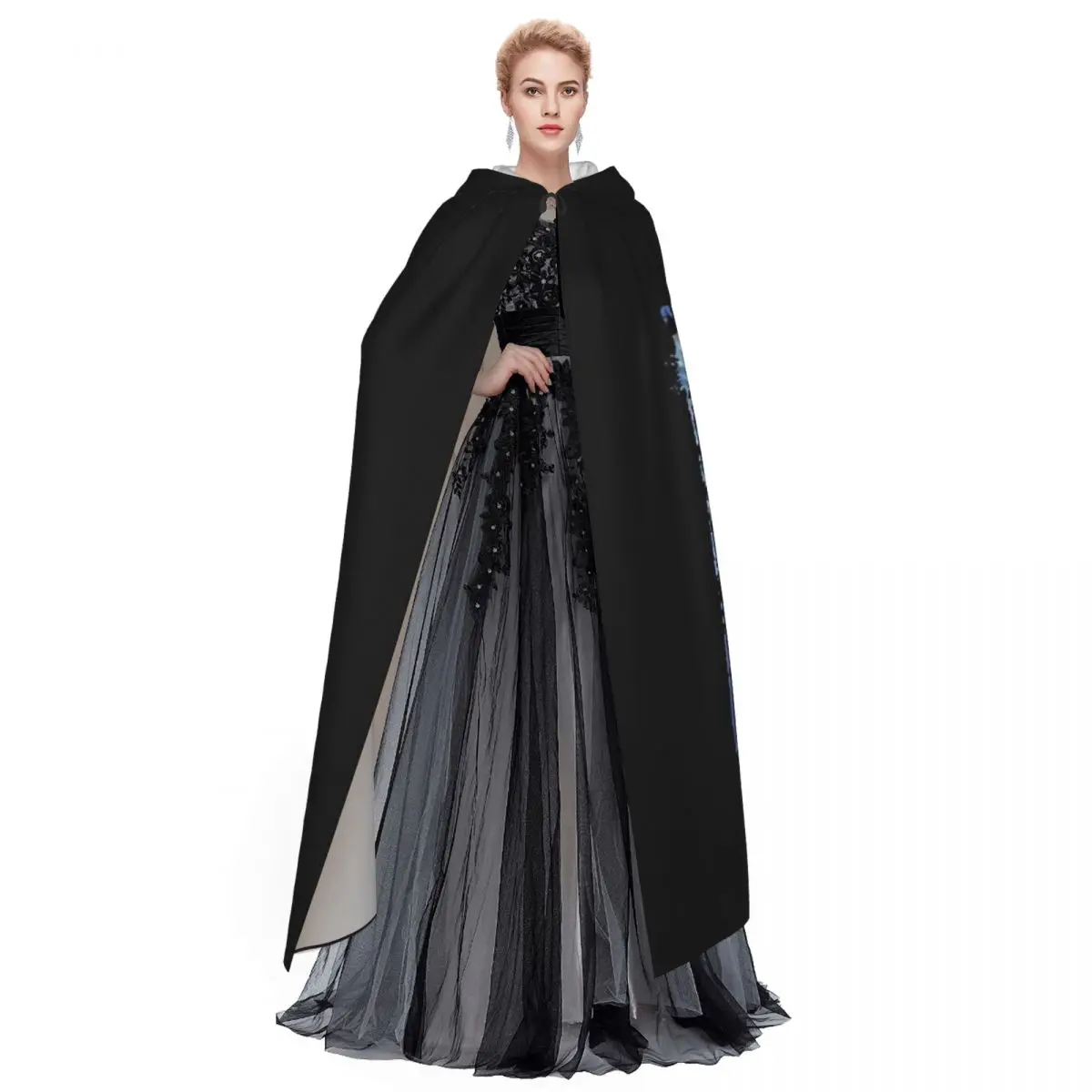 Labyrinth Long Hooded Cloak Witch Medieval Costume Cosplay Cape HalloweenCoat Adult Unisex