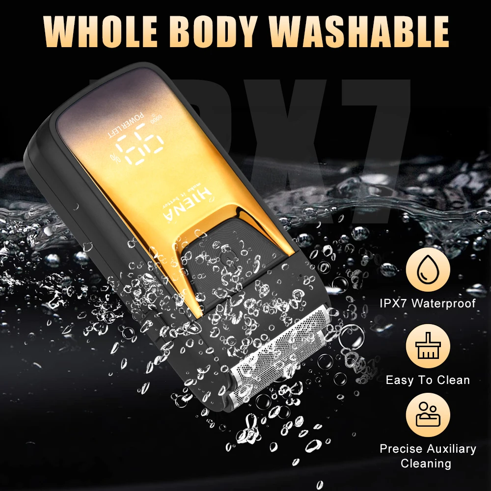 Barbeadores elétricos sem fio, aparador de pêlos e barbeador elétrico à prova d'água para homens