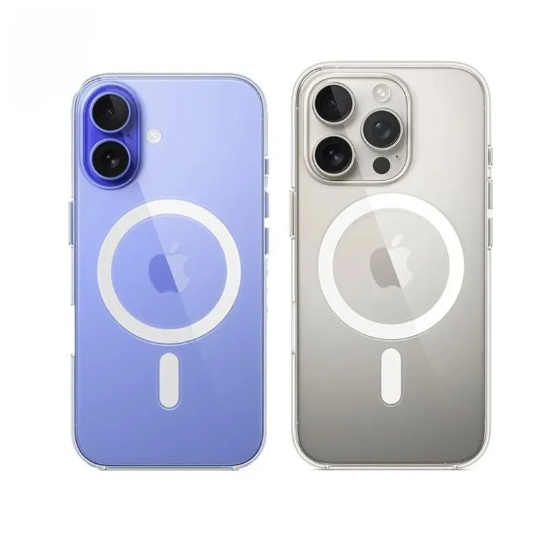 Luxury ClearสําหรับMagsafe Wireless Charge Matteเคสโทรศัพท์สําหรับiPhone 11 12 13 14 15 16 Pro Max Plusแม่เหล็กกันชนกรณี