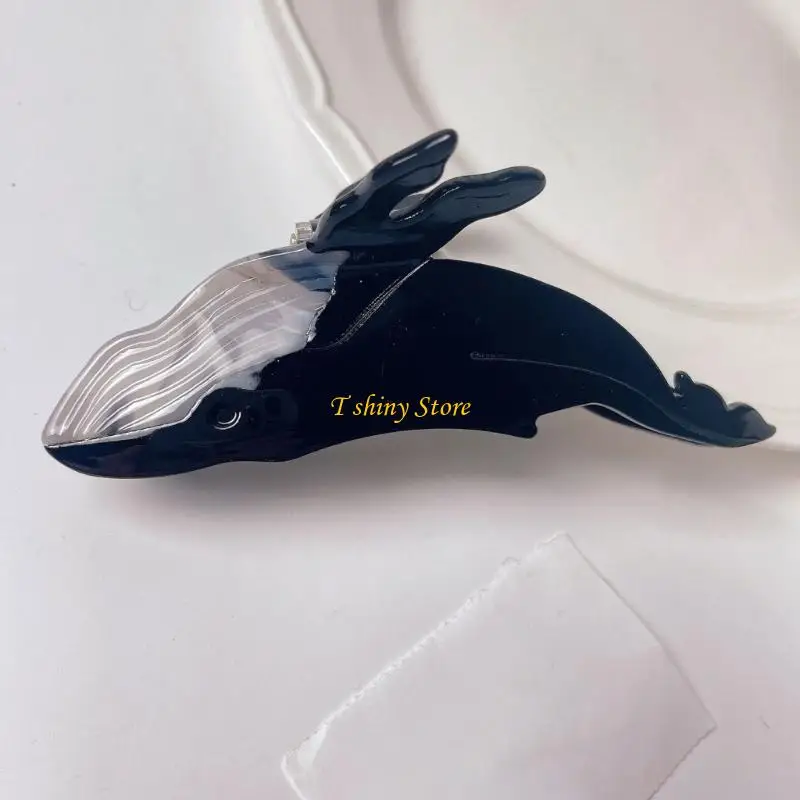 N58F Whale Hair Grip Stylish Headpiece Acrylic Texture for Home Office and School Use