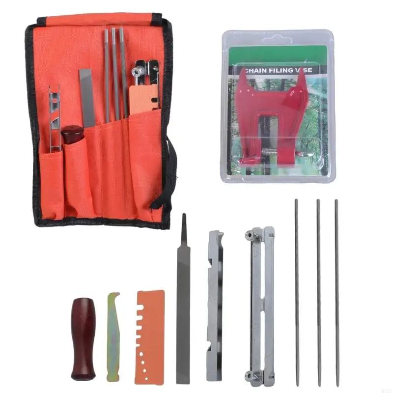 M4YC 10pcs Chainsaw Sharpening تتضمن ملفات مستديرة ملفات مسطحة ومعالجة تبشر سلسلة منشار للحرارة المحمولة للمنزل